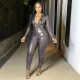 Sexy V Neck Long Sleeve One Piece Jumpsuit FENF-030