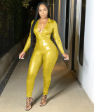 Sexy V Neck Long Sleeve One Piece Jumpsuit FENF-030