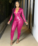 Sexy V Neck Long Sleeve One Piece Jumpsuit FENF-030