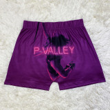 Plus Size Sexy P-VALLEY Letter Print Bodycon Shorts SHD-9441