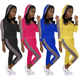 Casual Thicken Leopard Patchwork Hoodies 2 Piece Sets NK-8583