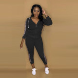 Casual Thicken Leopard Patchwork Hoodies 2 Piece Sets NK-8583