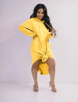 Solid Long Sleeve Split Hoodie Dress SFY-179