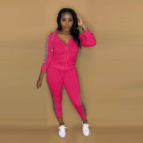 Casual Thicken Leopard Patchwork Hoodies 2 Piece Sets NK-8583
