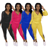 Casual Thicken Leopard Patchwork Hoodies 2 Piece Sets NK-8583