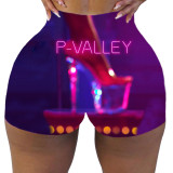 Plus Size Sexy P-VALLEY Letter Print Bodycon Shorts SHD-9441