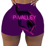 Plus Size Sexy P-VALLEY Letter Print Bodycon Shorts SHD-9441