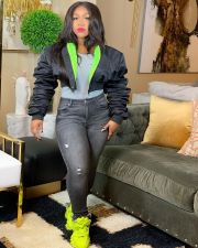 Plus Size Winter Ruched Sleeve Bread Down Jacket DAI-8290