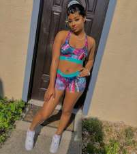  Fashion Sports Yoga Vest And Shorts Two Piece Set OLYF-6012
