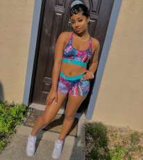  Fashion Sports Yoga Vest And Shorts Two Piece Set OLYF-6012