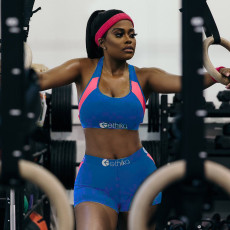 Fashion Splice Sports Yoga Vest And Shorts Two Piece Set OLYF-6009