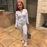 Solid Zipper Hoodies And Pants Two Piece Sets FSL-117