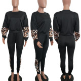 Casual Leopard Patchwork Sportswear 2 Piece Suit LSD-8652