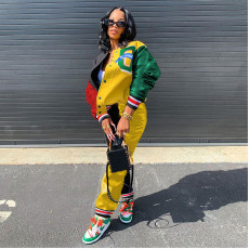 Plus Size Casual Patchwork Jacket+Pants 2 Piece Sets DAI-8289