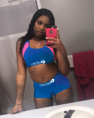 Fashion Splice Sports Yoga Vest And Shorts Two Piece Set OLYF-6009
