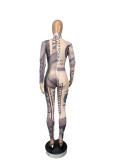 Sexy Dollar Print Mesh Long Sleeve Jumpsuits CHY-1287