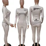 Casual Printed Yoga Long Sleeve 2 Piece Pants Set LSD-9032