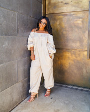 Solid Color Loose Casual Jumpsuit OLYF-6017