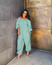Solid Color Loose Casual Jumpsuit OLYF-6017