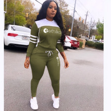 Sports Casual Letter Print Long Sleeve Two Piece Set OLYF-6019