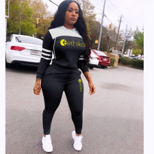 Sports Casual Letter Print Long Sleeve Two Piece Set OLYF-6019