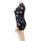 Plus Size 5XL Christmas Tights Sexy Print Rompers OSIF-20886-1