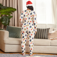 Plus Size 5XL White Tight Sexy Printed Christmas Jumpsuit OSIF-20884-1