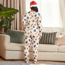Plus Size 5XL White Tight Sexy Printed Christmas Jumpsuit OSIF-20884-1