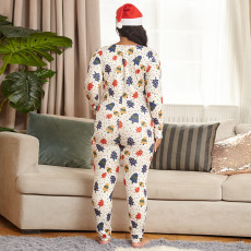 Plus Size 5XL White Tight Sexy Printed Christmas Jumpsuit OSIF-20884-1