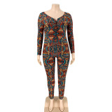 Plus Size 5XL Sexy Printed Slim Jumpsuit OSIF-20882-1