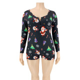 Plus Size 5XL Christmas Tights Sexy Print Rompers OSIF-20886-1