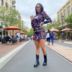 Graffiti Printed Long Sleeve Mini Dress TR-1090