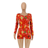 Printed Tight Sexy Christmas Rompers OSIF-20880