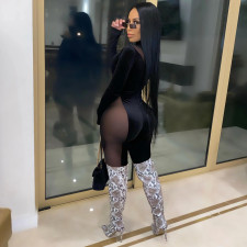 Sexy Mesh Patchwork Long Sleeve Jumpsuit FNN-8555