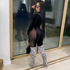 Sexy Mesh Patchwork Long Sleeve Jumpsuit FNN-8555