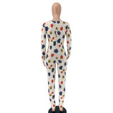 White Tight Sexy Printed Christmas Jumpsuit OSIF-20884