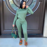 Solid Long Sleeve Casual Two Piece Pants Set IV-8143