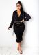 Sexy V Neck Long Sleeves Slim Midi Dress SFY-193