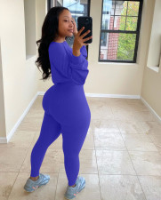 Solid Oblique Collar Long Sleeve 2 Piece Sets XMY-9275