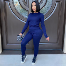 Solid Long Sleeve Casual Two Piece Pants Set IV-8143