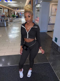Casual Sportswear Solid Zipper Two Piece Suits XYF-9065