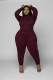 Plus Size 5XL Solid Long Sleeve Two Piece Sets WAF-7113