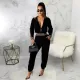Casual Printed Zipper Long Sleeve 2 Piece Pants Set SMR-9808