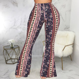 Trendy Printed Boot Cut Pants SMR-9827