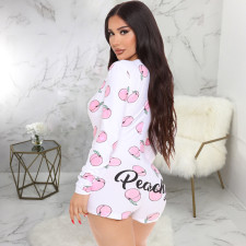 Sexy Printed V Neck Long Sleeve Romper SMR-9826