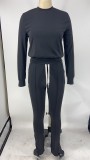 Casual Solid Sweatshirt Sweatpants Two Piece Sets XMY-9274