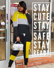 Casual Patchwork Hooded Long Sleeve 2 Piece Sets LM-8209