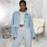 Casual Denim Full Sleeve Short Jacket Coat SMR-9756