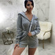 Casual Solid Hooded Long Sleeve Rompers SMR-9723