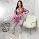 Tie Dye V Neck Hooded Long Sleeve 2 Piece Suits SMR-9811